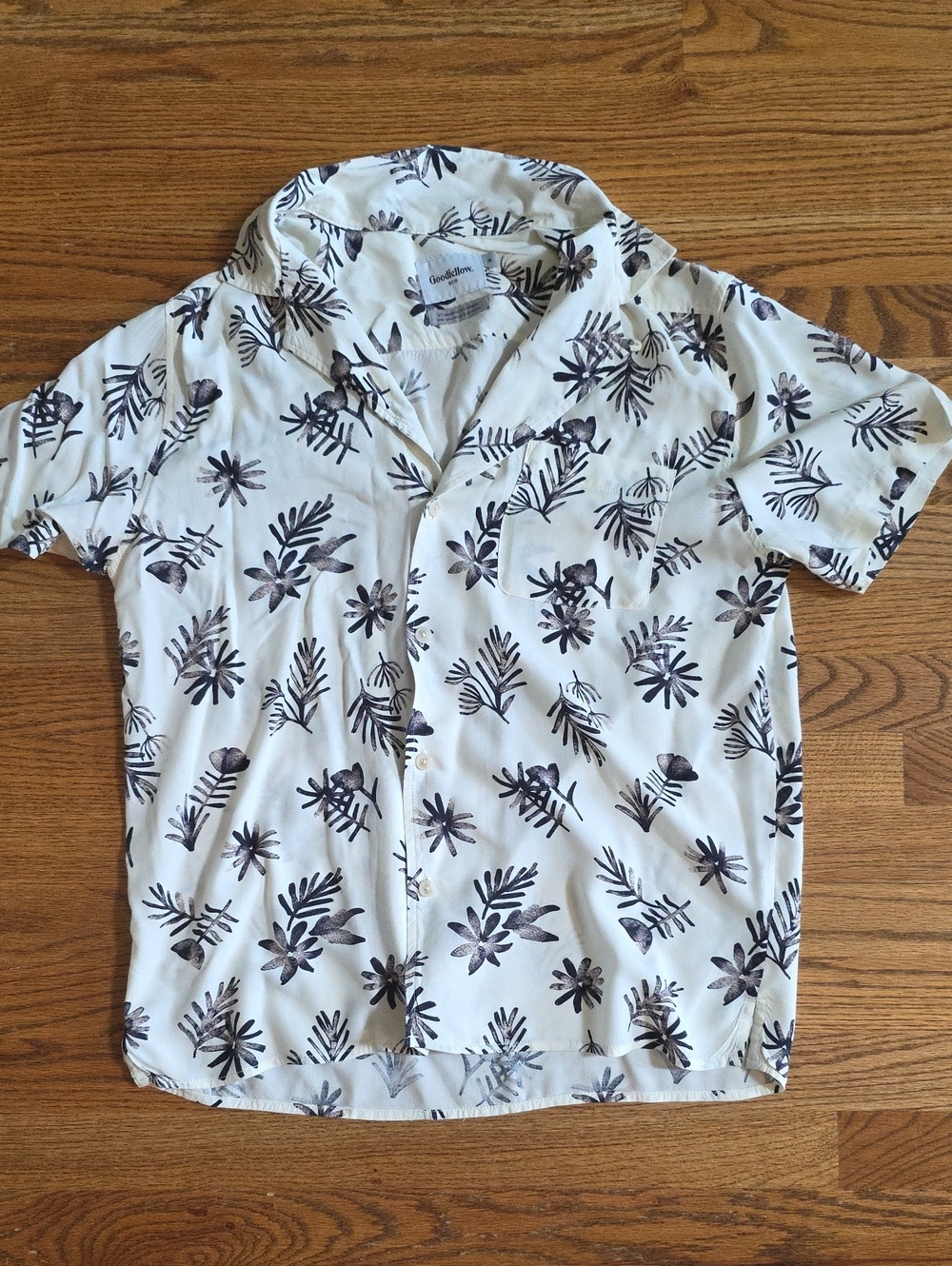 Goodfellow & Co White Short-Sleeve Floral Button-Down Shirt